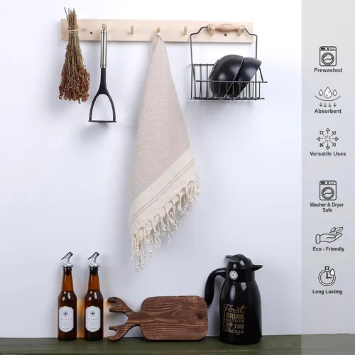 Miniatura 4 de Evelynen - Juego de 2 toallas de mano turcas para baño y cocina, toallas de mano bohemias con bucles para colgar, para cara, té, plato, cocina