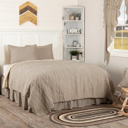 Miniatura 6 de VHC Brands Sawyer Mill Ticking Stripe California King - Juego de edredón color gris carbón