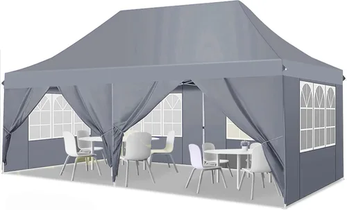 Miniatura 21 de COBIZI - Tienda desplegable de 3,66 x 3,66 metros en oferta - Cenador portátil de metal para exteriores con mosquitero, impermeable - Cenador Caqui