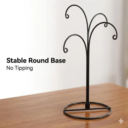 Miniatura 6 de HOHIYA Soporte de exhibición de adornos de 12 pulgadas, paquete de 2 soportes de metal de 4 brazos para decoraciones de Navidad, adornos colgantes