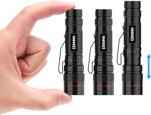 COSOOS 3 linternas LED tácticas mini con clip, linterna AA brillante zoomable de 3.7 pulgadas de alto lúmen, linterna de bolsillo tamaño pluma, 1