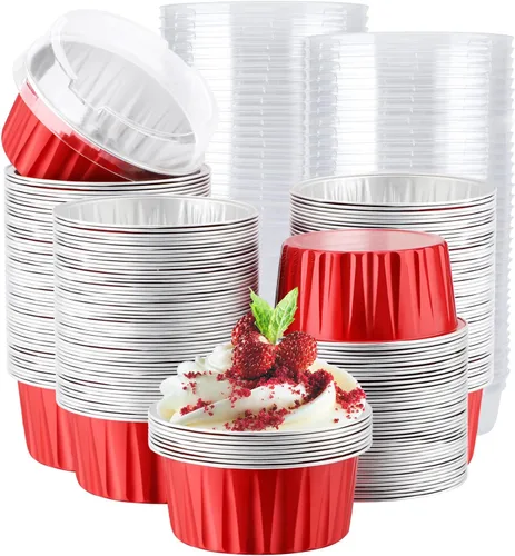 Miniatura 18 de EUSOAR Forros para cupcakes para hornear, 50 forros para magdalenas de 5 onzas, moldes de papel de aluminio desechables, recipientes de postre, 5