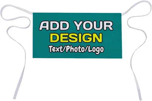Miniatura 23 de Delantal de cintura personalizado con 3 bolsillos para añadir foto, texto, logotipo, nombre, camarera