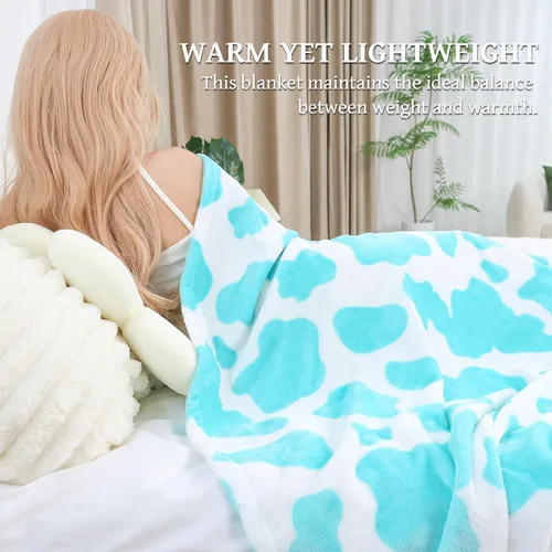 Miniatura 4 de Manta azul para sofá cama, regalos azules para mujeres, hombres y niños, forro polar suave cian, manta decorativa acogedora para dormitorio, sala