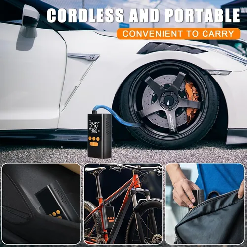 Miniatura 4 de Inflador de neumáticos Compresor de aire portátil - Bomba de aire inalámbrica para neumáticos de automóvil - Batería de 150 PSI y 10000 mAh Inflador