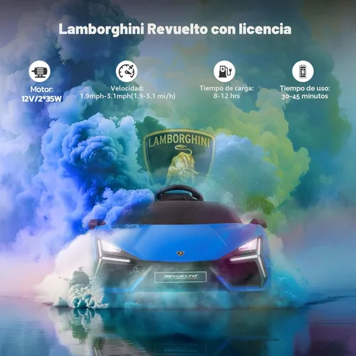 Miniatura 3 de ELEMARA Lamborghini Auto eléctrico de paseo para niños con puerta de tijera, vehículo eléctrico con control remoto, autos para niños para conducir