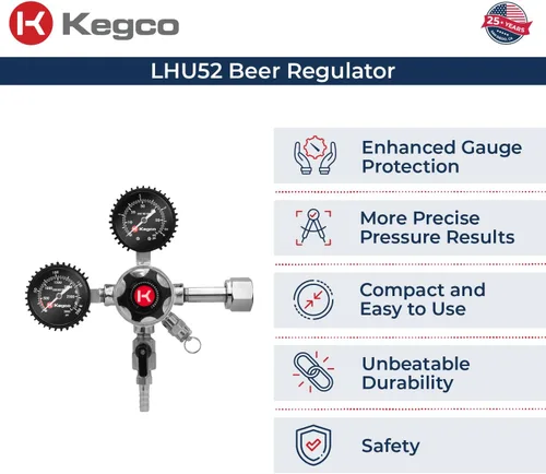 Miniatura 4 de Kegco Elite Series - Kit de grifo de barril de extracción directa con tanque de CO2 rojo de 5 libras