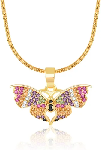 BZEBI - Collares de mariposa para mujeres y niñas, delicados, chapados en oro de 14 quilates, circonita cúbica, joyería de Navidad, día de Acción de