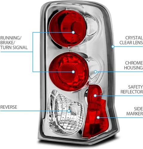 Miniatura 4 de AmeriLite Luces traseras de freno cromadas de repuesto para Cadillac Escalade 02-06 - lado del pasajero y del conductor