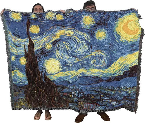 Pure Country Weavers Manta de noche estrellada por Vincent Van Gogh, tapiz de regalo de bellas artes, tejida de algodón, fabricada en los Estados