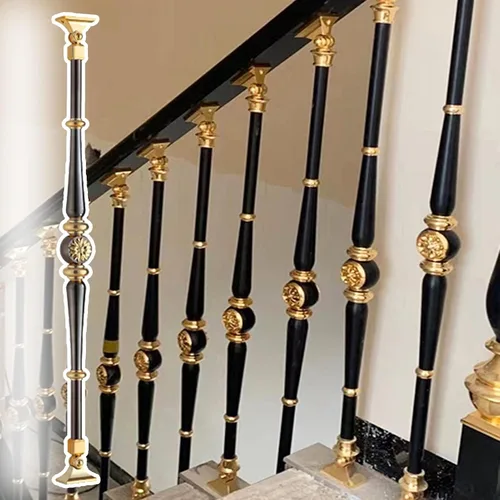 CMYUN Husillos de balaustre de aluminio para interiores, elegante juego de barandillas comerciales para escaleras con zapatos, barandillas redondas