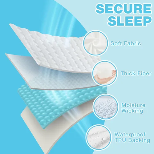 Miniatura 2 de Protector de colchón individual impermeable para incontinencia, protector de colchón lavable, refrescante, hipoalergénico, suave, transpirable