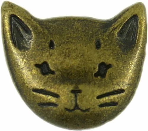 Miniatura 4 de Bezelry 12 botones de vástago de metal con diseño de gato, 0.709 in (latón antiguo)