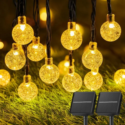 Miniatura 16 de Brightown Luces de Cadena Solares para Exteriores 60 LED 35.6 Pies Luces de Globo de Cristal con 8 Modos de Iluminación, Luces Solares Impermeables