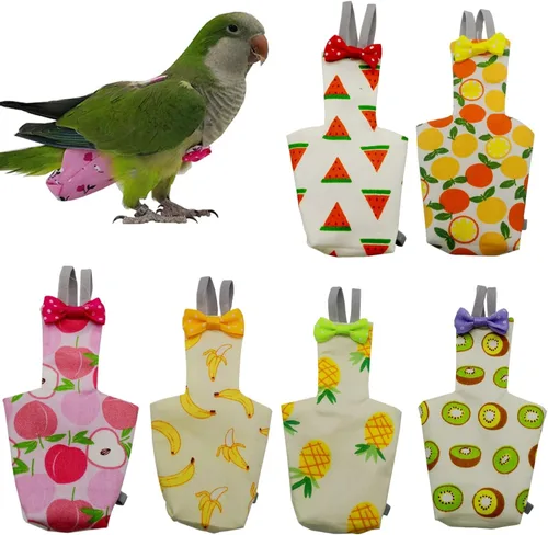 Miniatura 5 de 6 pañales lavables para pájaros, con forro impermeable y correas ajustables, pañales suaves reutilizables para periquitos, periquitos, mini