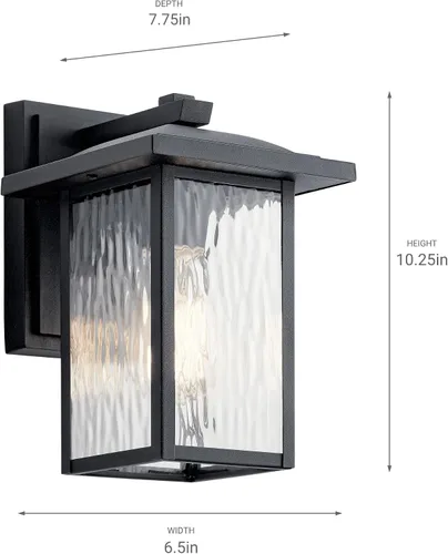Miniatura 7 de Kichler Capanna Lámpara de pared para exteriores de 10.25 pulgadas, color negro, 1 luz de pared exterior para porche con vidrio transparente