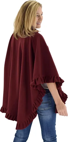 Miniatura 5 de Poncho de forro polar con volantes para mujer con guantes a juego