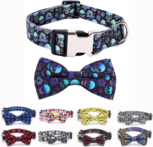Miniatura 40 de Lindo collar para perros XS, pequeños, medianos y grandes, collar de nailon suave para mascotas, con estampado 3D multicolor, collares ajustables 5