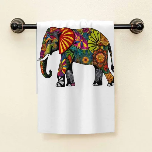 Miniatura 3 de HGOD DESIGNS Toalla de mano de elefante – Mandala colorido floral 100% algodón suave toalla de baño para baño, cocina, hotel, spa – 15 x 30 pulgadas