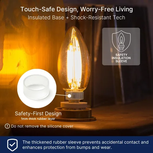 Miniatura 3 de FLSNT Amber LED Candelabra Light Bulbs 40W Equivalent, B11 E12 LED Chandelier Bulbs, 2200K Warm White, Dimmable, 330LM, 96 Pack UL,CA65 Listed.
