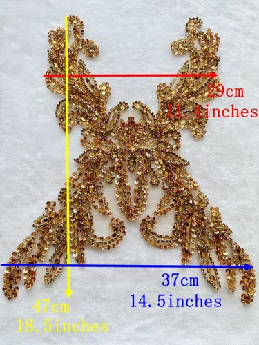Miniatura 6 de Accesorios de apliques de encaje de diamantes de imitación hechos a mano puros cuentas de costura a mano piedras parches para vestido de novia