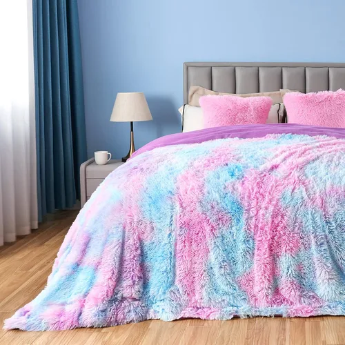 Miniatura 54 de GONAAP Manta de Tiro de Piel Sintética Mullida Tamaño Twin Rosa Claro Súper Suave Acogedora Felpa Mullida Lanuda para Sofá, Sillón o Cama