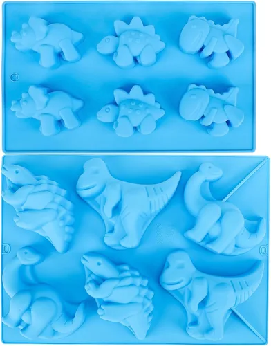 Miniatura 9 de Beasea Molde de jabón de dinosaurio, paquete de 2 alfombrillas de silicona 3D, mini pastel de chocolate, fondant, caramelo, galletas, hacer arcilla