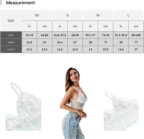 Miniatura 7 de Vorixia - Linda camisola de encaje sin mangas para mujer, bralette de doble capa con cuello en V profundo y soporte
