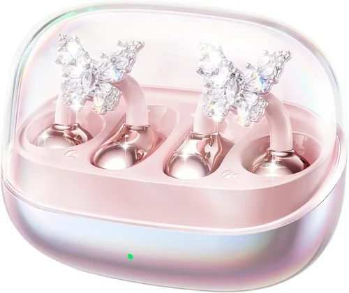 Miniatura 9 de Kinglucky Gen2 Auriculares de clip con aretes de mariposa, carga y almacenamiento sin quitar los aretes, ajuste cómodo y 50 horas de reproducción