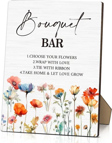 Miniatura 6 de Letrero de madera con soporte, letrero de mesa de 8 x 11 pulgadas para ceremonia y recepción, letrero de cámara de boda, suministros de decoración