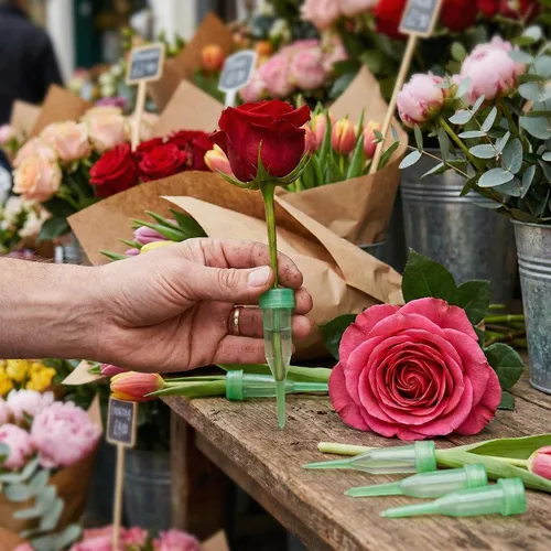 Miniatura 5 de Royal Imports Tubos de Agua Florales con Tapas – Viales de Flores de Plástico Verde de 2.5" para Rosas de Tallo Individual, Brotes, Ramos