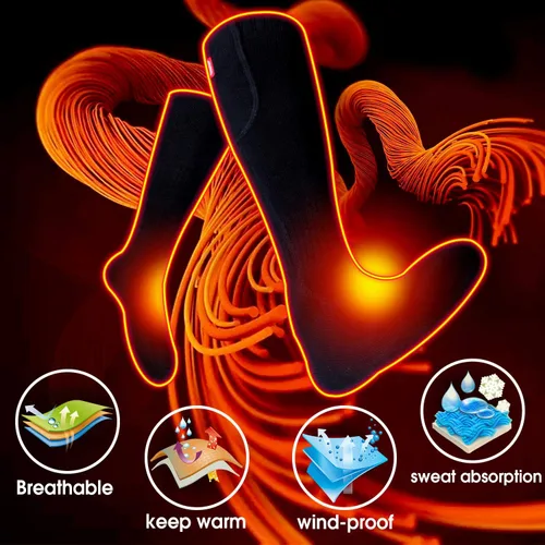 Miniatura 5 de Rabbitroom Calcetines calefactables para hombres y mujeres, recargables y lavables, para invierno, eléctricos, calentados térmicos, calentadores
