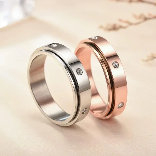 Miniatura 6 de Anillos de ansiedad para mujer, anillos giratorios para aliviar el estrés, 4 unidades, acero de titanio de 0.236 in, tamaño 5-12