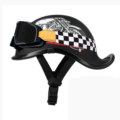 Miniatura 28 de Medio casco de motocicleta vintage, aprobado por el DOT, para adultos, casco convertible vintage para scooters, ciclomotores, cascos de motocicleta