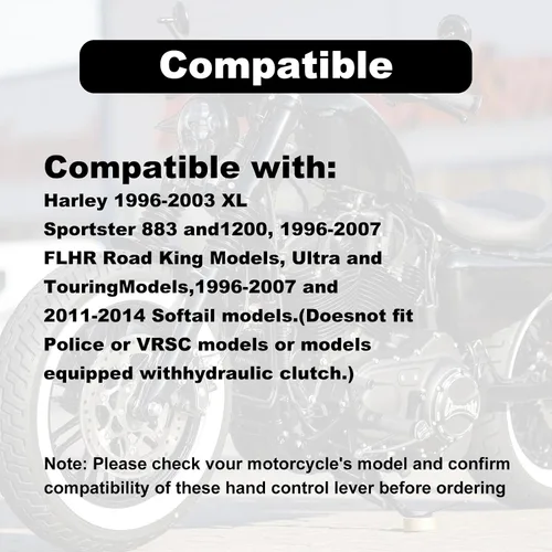Miniatura 7 de 1 par de palancas de mano plateadas para motocicleta, palancas de freno y embrague cromadas, manija de freno y embrague compatible con Harley