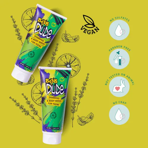 Miniatura 6 de 808 Dude Champú y gel de baño para adolescentes, niños y hombres Ingredientes puros naturales y orgánicos Elimina el olor corporal y los brotes