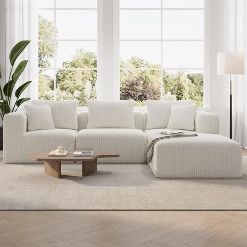 Miniatura 41 de Novilla 141" Sofá seccional modular, sofá seccional moderno en forma de nube con soporte Smarts Coil™, sofá sin huesos en forma de U para sala