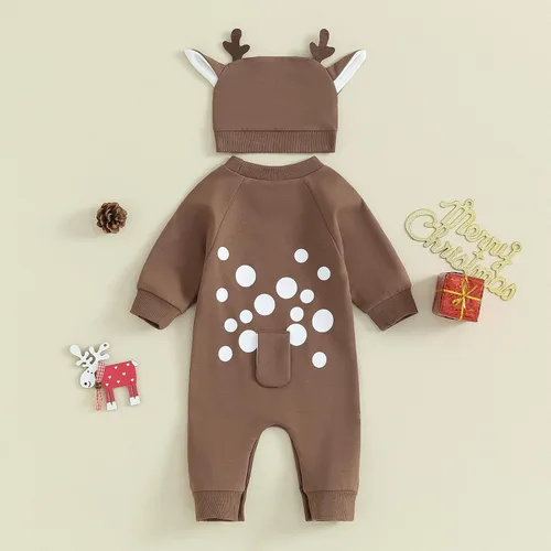 Miniatura 3 de Scloutarry Mameluco de manga larga con cuello redondo para bebé y niña, ropa de Navidad para bebé