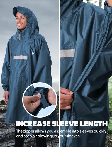 Miniatura 107 de ANYOO Poncho de lluvia con capucha para adultos, impermeable, ligero, para hombres y mujeres, chaqueta de lluvia reutilizable para emergencias al
