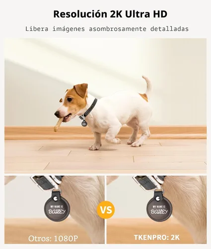 Miniatura 3 de TKENPRO Cámara para mascotas 2K con dispensador de golosinas, cámara para perros con vista de 360° y aplicación para teléfono, WiFi 5G y 2.4G, Blanco