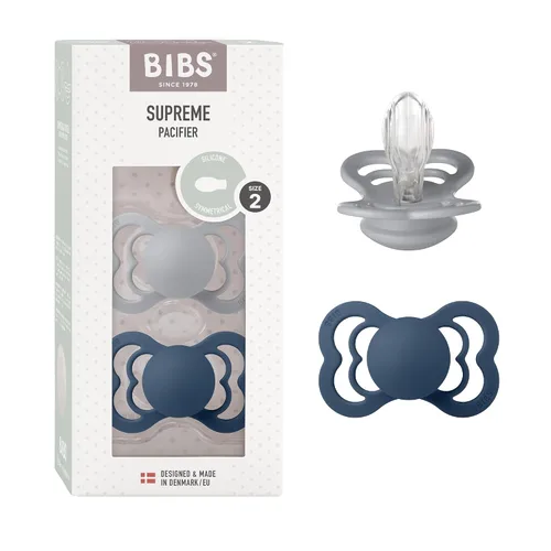 Miniatura 5 de BIBS Supreme Chupete para Bebé Paquete de 2 Hecho en Dinamarca Chupete Tranquilizador Sin BPA, Pezón Simétrico. Silicona, Talla 1 (0-6 Meses)