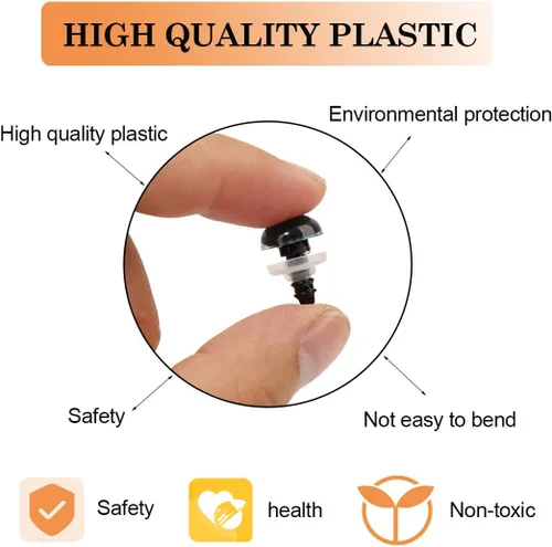 Miniatura 4 de Safety Eyes - 796 ojos y nariz de seguridad de plástico, ojos de muñeca negros de 0.23 a 0.78 pulgadas con arandelas, nariz de oso de varios