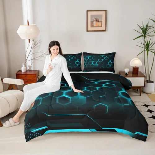 Miniatura 49 de Juego de ropa de cama Happy Camping de Homewish, tamaño individual, con diseño de osos cazadores y pinos, para niños, hombres, adultos, decoración