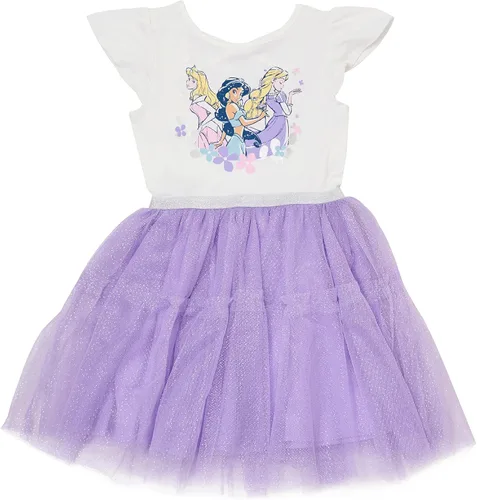 Miniatura 7 de Disney Vestido de princesa con tutú para niñas - Vestido de fiesta de manga corta con volantes para niñas pequeñas y niños - Vestido de disfraz