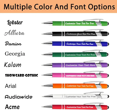 Miniatura 2 de Máx. 500 bolígrafos personalizados a granel, bolígrafos personalizados con grabado gratis, punta de lápiz óptico personalizado con tu nombre, texto