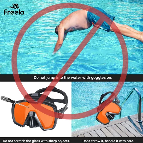 Miniatura 7 de Freela Gafas de natación para adultos con cubierta para la nariz, vidrio templado, antivaho impermeable, 180°, visión amplia transparente