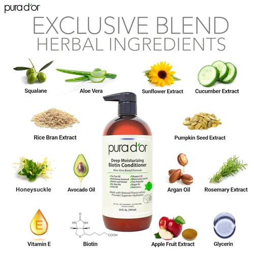 Miniatura 2 de PURA D'OR Acondicionador de biotina hidratante profunda espesa, suaviza e hidrata el cabello seco, encrespado y dañado con aceite de argán