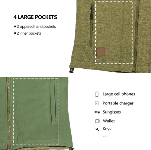 Miniatura 28 de Little Donkey Andy Chaleco de forro polar reversible para hombre, ligero, cálido, sin mangas, con capucha, para senderismo, caminar, viajar