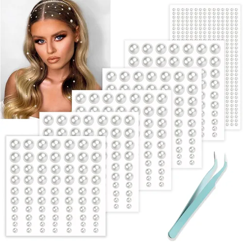 Miniatura 8 de NOOEPC Joyas para el cabello, gemas autoadhesivas transparentes para el cabello, accesorios para el cabello de graduación, calcomanías
