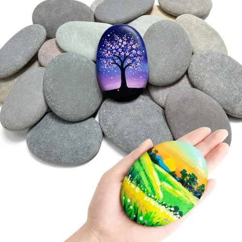 Miniatura 11 de Simetufy 30 piezas rocas para pintar, roca de pintura de 2"-3", piedras naturales planas y lisas para pintar, arte y manualidades para niños